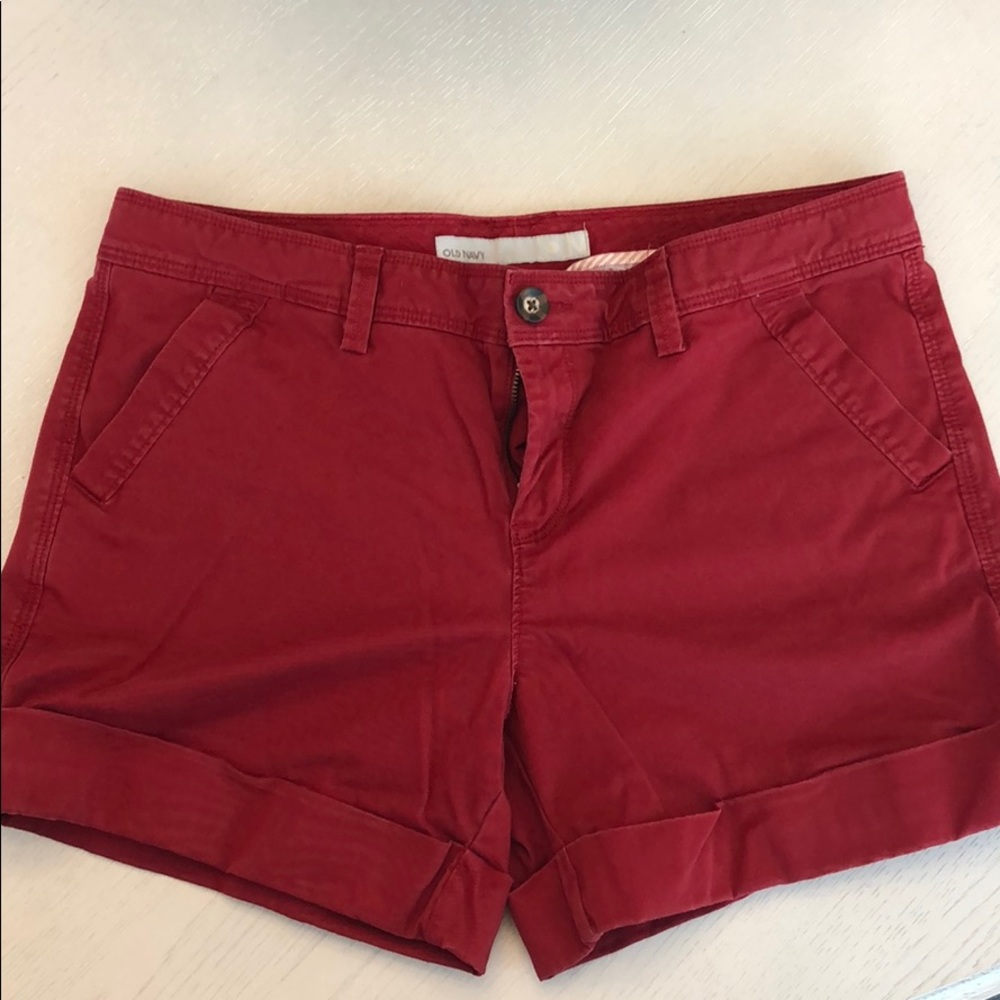 Red cuffed shorts